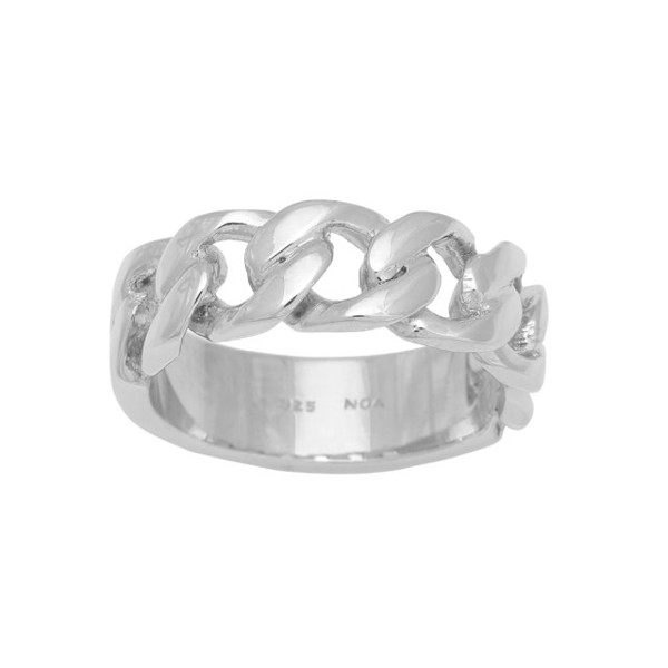 Nordahl\'s PANZER52 cool ring med panzerkæde look i rhodineret sølv
