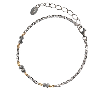 Armbånd & Halskæde i Rhodineret/Forgyldt Sølv med Antracit Rådiamanter, 16+4 cm – San Links of Joy