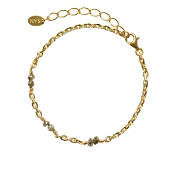 Armbånd & Halskæde i Forgyldt Sølv med Antracit Rådiamanter, 16+4 cm – San Links of Joy