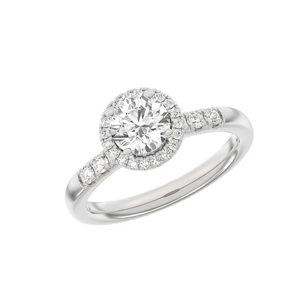 14 kt hvidguld Halo Luxury by Siersbøl, med i alt 1,32 ct Top Wesselton / SI