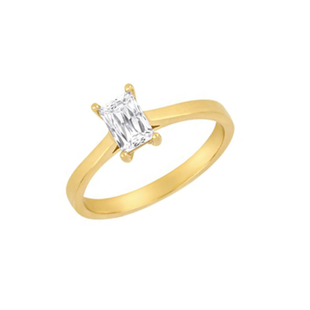 Siersbøl's Elegant og smuk solitaire ring i 8 karat guld med en enkelt glimtrende baguette zirkonia 