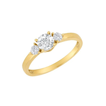 Siersbøl's Smuk ring i 8 karat guld med 3 glimtrende hvide zirkonia