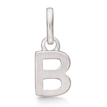 Bogstav vedhæng 8 mm, B i sterling sølv med mat og blank side