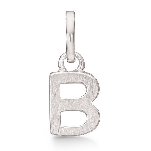 Bogstav vedhæng 8 mm, B i sterling sølv med mat og blank side