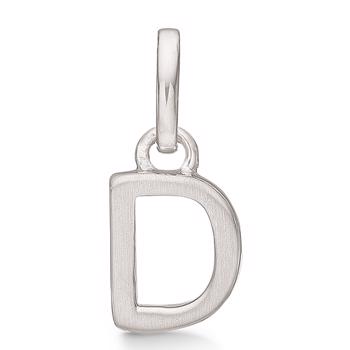 Bogstav vedhæng 8 mm, D i sterling sølv med mat og blank side