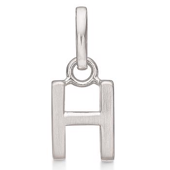 Bogstav vedhæng 8 mm, H i sterling sølv med mat og blank side