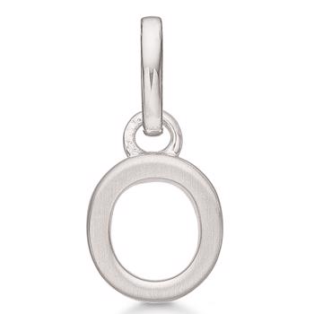 Bogstav vedhæng 8 mm, O i sterling sølv med mat og blank side