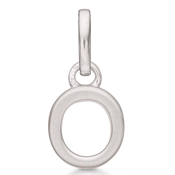 Bogstav vedhæng 8 mm, O i sterling sølv med mat og blank side