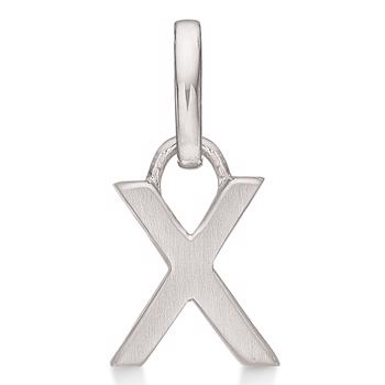 Bogstav vedhæng 8 mm, X i sterling sølv med mat og blank side