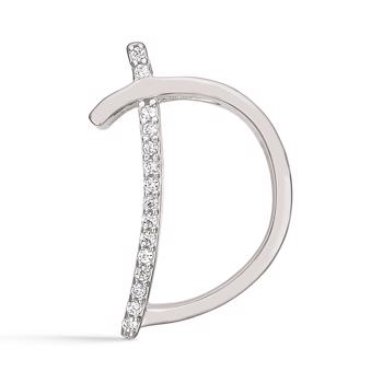 Bogstav vedhæng 15 mm, D i sterling sølv med zirkonia