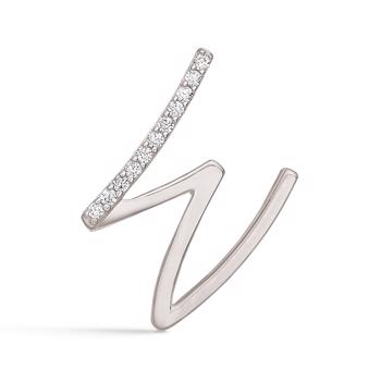 Bogstav vedhæng 15 mm, W i sterling sølv med zirkonia