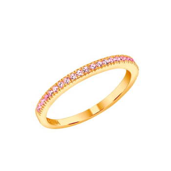 Joanli Nor HELLENOR alliance ring i forgyldt sterling sølv med smukke, lyserøde zirkonia 