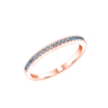 Joanli Nor HELLENOR alliance ring i rosa forgyldt sterling sølv med smukke, lyseblå zirkonia 