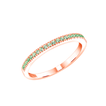 Joanli Nor HELLENOR alliance ring i rosa forgyldt sterling sølv med smukke, lysegrønne zirkonia 