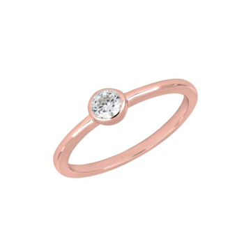 Joanli Nor HANNANOR solitare ring i rosa forgyldt sølv med smuk 4 mm zirkonia i rørfatning