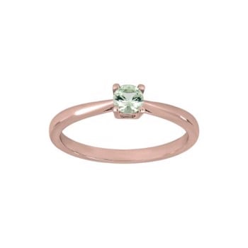 Joanli Nor HelenNor Smuk solitær ring i rosaforgyldt sølv med 4 mm glitrende lys grøn zirkonia