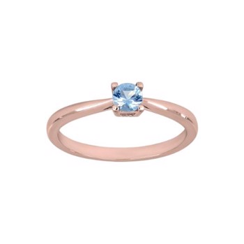 Joanli Nor HelenNor Smuk solitær ring i rosaforgyldt sølv med 4 mm glitrende lys blå zirkonia