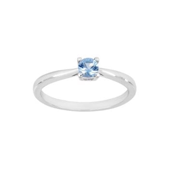 Joanli Nor HelenNor Smuk solitær ring i sterling sølv med 4 mm glitrende lys blå zirkonia