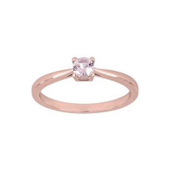 Joanli Nor HelenNor Smuk solitær ring i rosaforgyldt sølv med 4 mm glitrende pink zirkonia