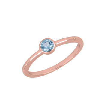 Joanli Nor HILDANOR solitare ring i rosa forgyldt sølv med smuk, lyseblå 4 mm zirkonia