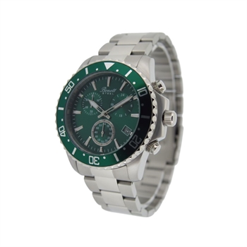 Bonett herre stål chronograph m/ grøn skive