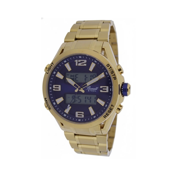 Bonett herre forgyldt analog/digitalt blå skive