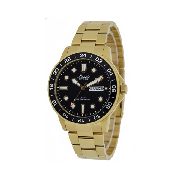 Dykkerur forgyldt m/ sort skive