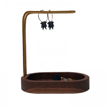 Hang-On smykkeholder i Valnød & Messing, fra dot aarhus design