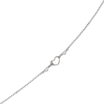 Enkelt sølv armbånd med et stort hjerter, med graveringen "LOVE", amt to små hjerter fra Støvring Design
