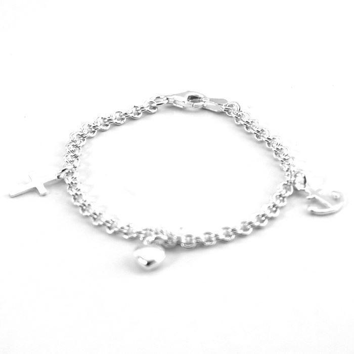Støvring Design sterling sølv armbånd, tro, håb og kærlighed med blank overflade, model 15190809