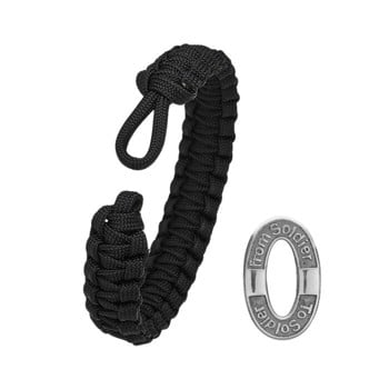 Sort armbånd med sølv S10 lås, From Soldier To Soldier, 16-23 cm