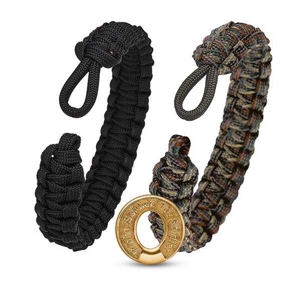 sort + camo armbånd med G02 forgyldt lås, From Soldier To Soldier - sæt, 18 cm