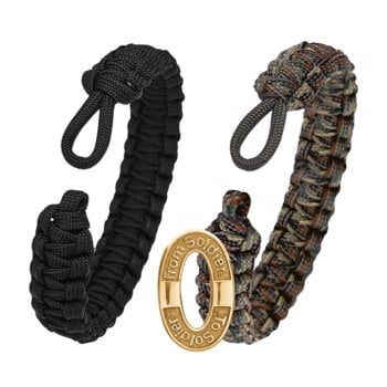 sort + camo armbånd med G10 forgyldt lås, From Soldier To Soldier - sæt - 16-23 cm