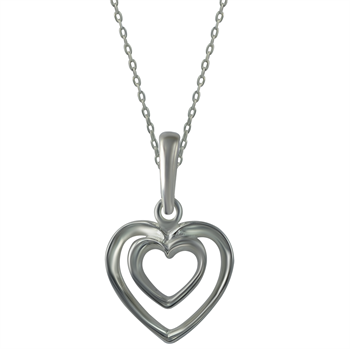 Smukt dobbelt hjerte i sterling sølv, leveres med 42 - 45 cm kæde fra Støvring Design