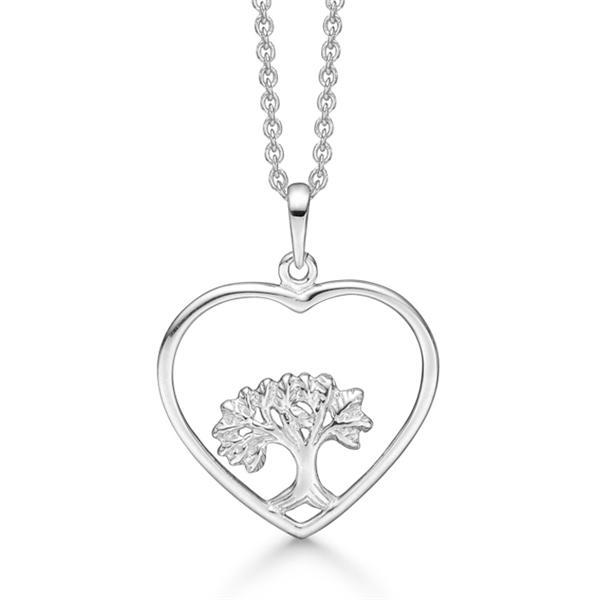 Støvring Design\'s Utrolig smukt hjerte med Livets Træ inden i, vedh. 20 x 20 mm, kæde 42 + 3 cm
