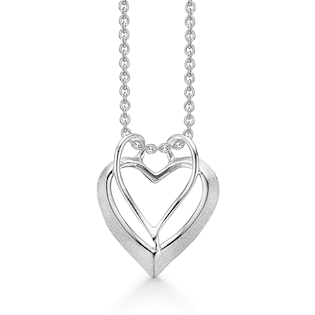 Støvring Design sterling sølv collier, hjerte med blank/mat overflade, model 16212074