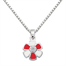 SmykkeLine 925 sterling sølv halskæde med vedhæng, blomst med blank overflade, model 16223212