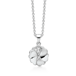 Image of Støvring Design sterling sølv vedhæng med kæde, Flower of hearts med blank overflade, model 16223557