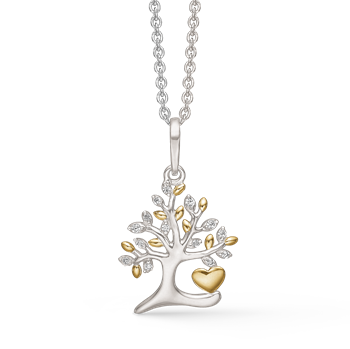 Klassisk livets træ med forgyldte detaljer. Kæde på 45 cm medfølger fra Støvring Design
