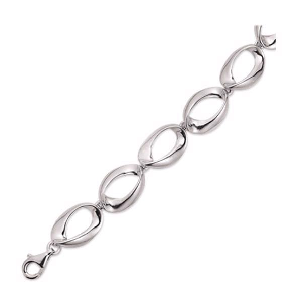 Støvring Design\'s Smukke massive sølv kæde af snoede ovale led, meget elegant. Længde 45 + 5 cm