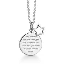 Image of Støvring Design sterling sølv vedhæng med kæde, Friends statement med blank overflade, model 16239950