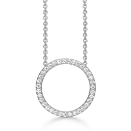 Sølv halskæde med en cirkel fyldt med zirconia i kanten fra Støvring Design