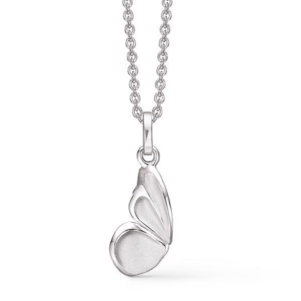 Støvring Design\'s Halv sommerfugl halskæde i rhodineret sølv