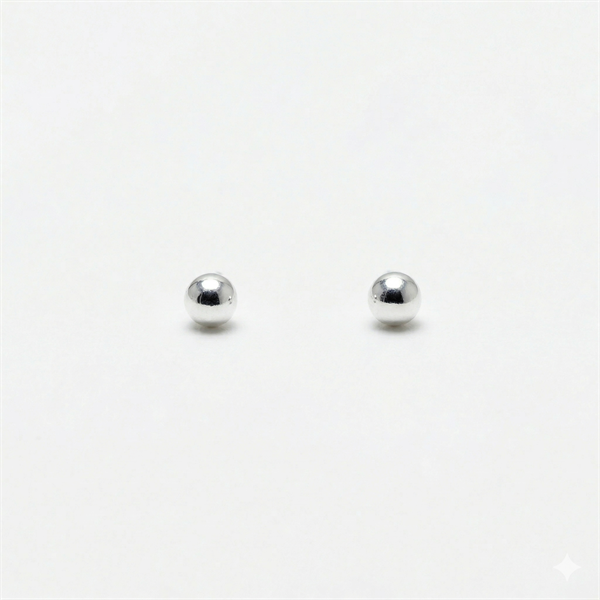 Sølv kugle ørestikker, 3 mm kugle