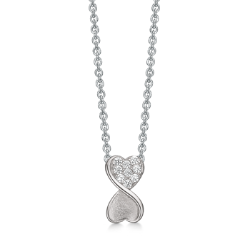 Smuk sølv halskæde, evighedstegn i mat med zirconia.  Sølv kæde 42+3 cm medfølger fra Støvring Design