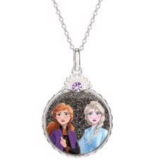 Disney's Frost vedhæng med Anna og Elsa i et billede og kæde med længde 35 - 38 - 40 cm