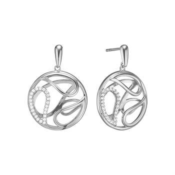 Aagaard sterling sølv 3D cirkel øreringe med 24 zirkonia