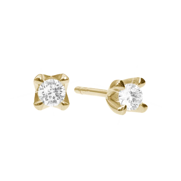 8 kt guld ørestikker 2 x 0,10 ct lab grown diamanter, fra Aagaard