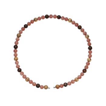 Christina Connection Halskæde, Black lava bead, bronzite bead, sun stone bead, model 1680-C-07
