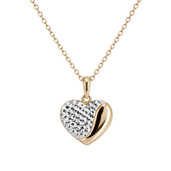 Aagaard Textured 8 karat hjertevedhæng med kæde 45 cm